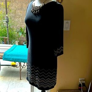Black dress 3/4 sleeve metalic trim